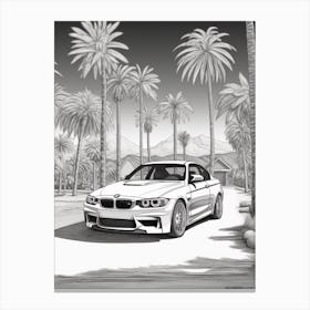 Bmw Tropical Line Drawing 3 Canvas Print