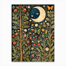 William Morris Moon And Trees Canvas Print