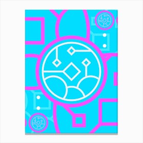 Geometric Glyph in White and Bubblegum Pink and Candy Blue n.0078 Canvas Print