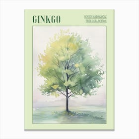 Ginkgo Tree Atmospheric Watercolour Painting 1 Poster Canvas Print