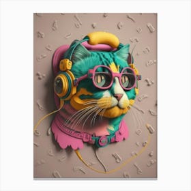 Cat With Headphones 6 Canvas Print