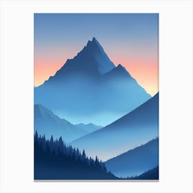Misty Mountains Vertical Composition In Blue Tone 82 Canvas Print