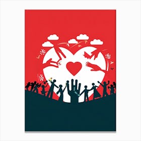 Abstract Vector Depiction Of The Essence Of Donation Featuring Silhouette Of Human Hand Extending A (1) Canvas Print