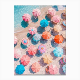Colorful Umbrellas On The Beach 3 Canvas Print