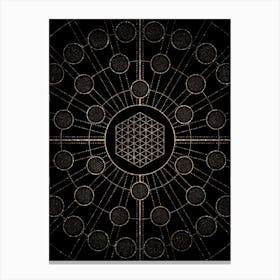 Geometric Glyph Radial Array in Glitter Gold on Black n.0317 Canvas Print