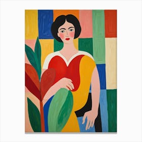 Woman With A Plant Canvas Print