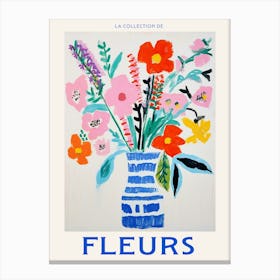 French Flower Poster Hollyhock Canvas Print