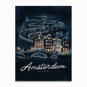 Amsterdam At Night Canvas Print