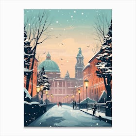 Winter Travel Night Illustration Rome Italy 1 Canvas Print