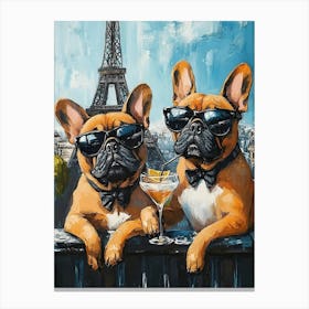 Whimsical Frenchies At The Bar 13 Canvas Print