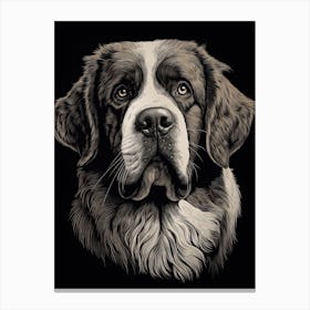 Saint Bernard Dog, Line Drawing 3 Canvas Print