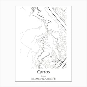 Carros,France Minimalist Map Canvas Print