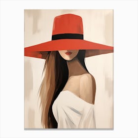 Lady In Red Hat | Boho print Canvas Print