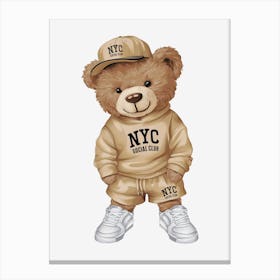 Nyc Teddy Bear.Cool-Bear-Doll-Sublimation-Bundle Canvas Print