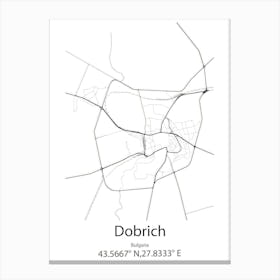 Dobrich,Bulgaria Minimalist Map Canvas Print