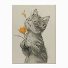 Cute Cat Drawing Canvas Print