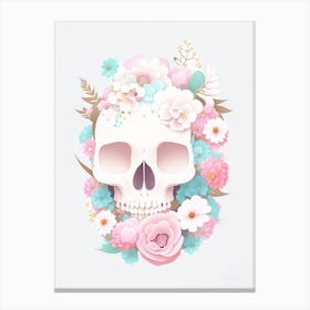 Skull With Floral Patterns 2 Pastel Kawaii Canvas Print