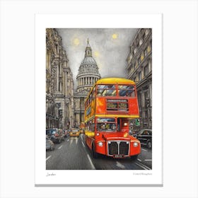 London United Kingdom Drawing Pencil Style 1 Travel Poster Canvas Print