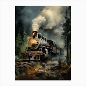 Steam Train In The Forest Canvas Print