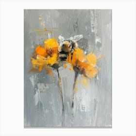 Bee On Yellow Flowers Canvas Print