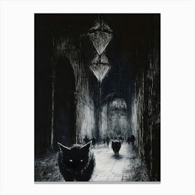 Cat In The Dark Canvas Print