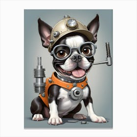 Steampunk Boston Terrier-Reimagined 1 Canvas Print