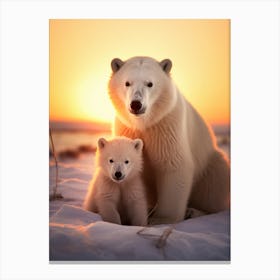 Polar Bear Mother And Cub Canvas Print