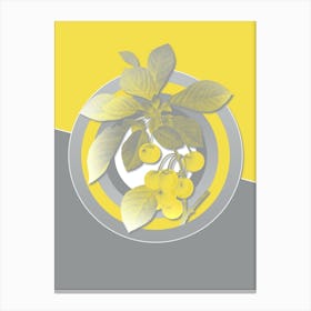 Vintage Cherry Botanical Geometric Art in Yellow and Gray n.345 Canvas Print