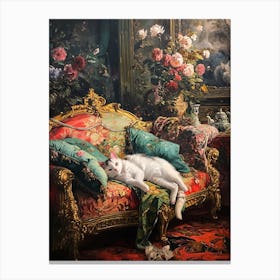 Cat Resting In A Grand Palace Rococo Inspired 1 Canvas Print