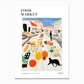 The Food Market In Ibiza 2 Illustration Poster Canvas Print