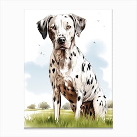 Dalmatian Dog, Colour Line Drawing 4 Canvas Print