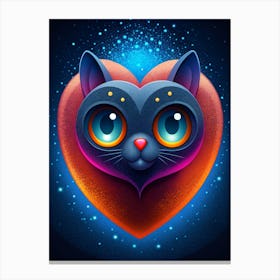Cat In A Heart Canvas Print