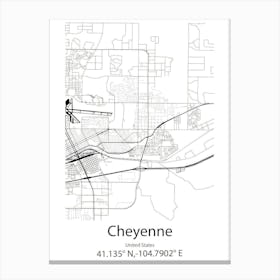 Cheyenne,United States Minimalist Map Canvas Print