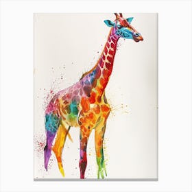 Rainbow Giraffe Watercolour 2 Canvas Print