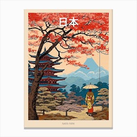 Nara Park, Japan Vintage Travel Art 1 Poster Canvas Print