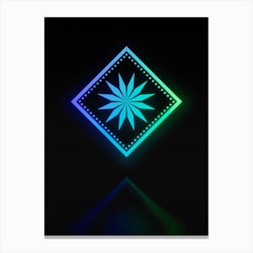 Neon Blue and Green Abstract Geometric Glyph on Black n.0017 Canvas Print