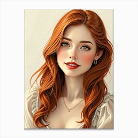 Red Haired Girl Portrait Canvas Print