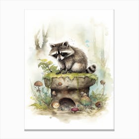 A Forest Raccoon Watercolour Illustration Storybook 1 Canvas Print