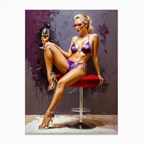 Modeling With A Glass Of Wine 14 Canvas Print