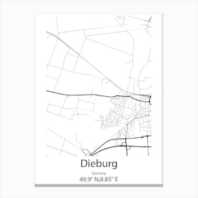 Dieburg,Germany Minimalist Map Canvas Print