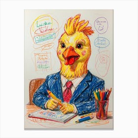 Chicken In A Suit 3 Canvas Print