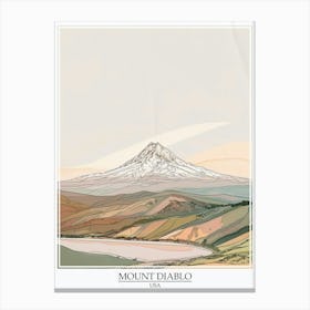 Mount Diablo Usa Color Line Drawing 6 Poster Canvas Print