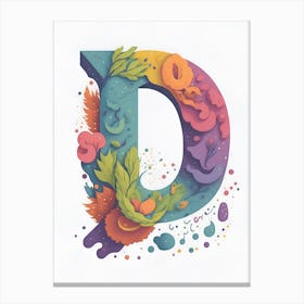 Colorful Letter D Illustration 70 Canvas Print