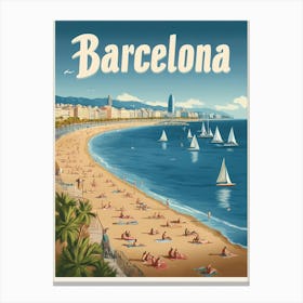 Aihrgdesign A Mid Century Modern Travel Poster For Barcelona 1 Canvas Print