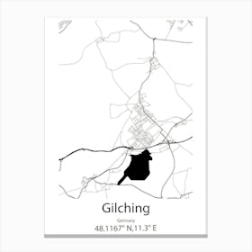 Gilching,Germany Minimalist Map Canvas Print