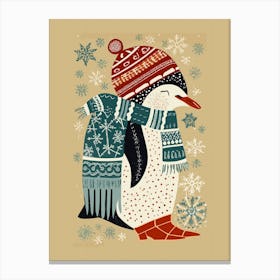 Penguin In Winter Canvas Print
