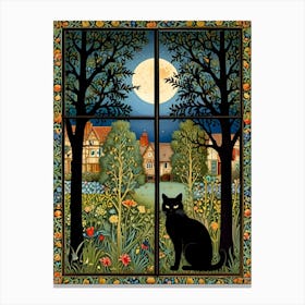 Cat In The Garden William Morris Canvas Print