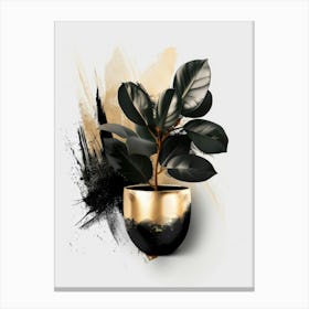 Gold And Black Plant 3 Canvas Print