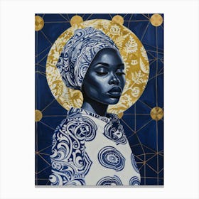 Blue And Gold African Woman Canvas Print