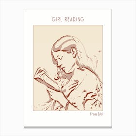 Line Art Minimalist – Girl Reading – Franz Eybl – Classic Painting 1 Canvas Print